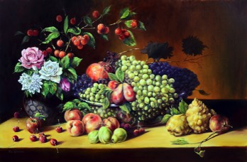  FRUIT AND FLOWERS - Oil - 1.8mx1.2m 