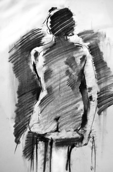  SITTING NUDE 1 - Charcoal - 30x23cm 