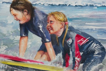  SURF'S UP - Fleurieu coast - Watercolour - 81x62cm 