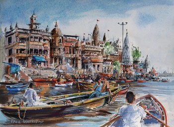  VARANASI - Ganges River, India - Watercolour on paper - 30x20cm  