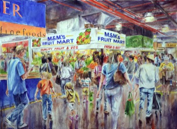  ADELAIDE CENTRAL MARKET - Adelaide, South Australia - Acrylic on canvas - 120x150cm - SOLD 