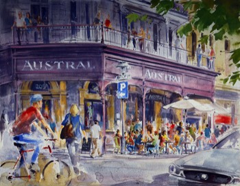  THE AUSTRAL - Adelaide - Watercolour on clay board - 20x30cm - SOLD 